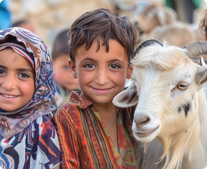 Children receiving Qurbani meat